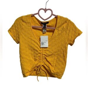 Forever 21 Yellow Ruched Crop Top